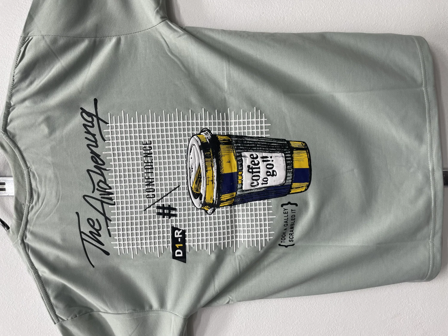 "Coffee To Go" Confidence Tee | Sage Green Graphic T-Shirt | Motivation & Street Style